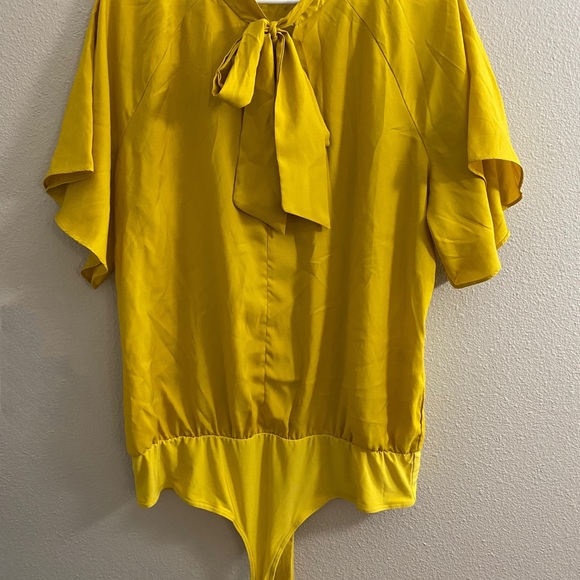 New York & Company Golden Yellow Bodysuit Blouse - Picture 3 of 3